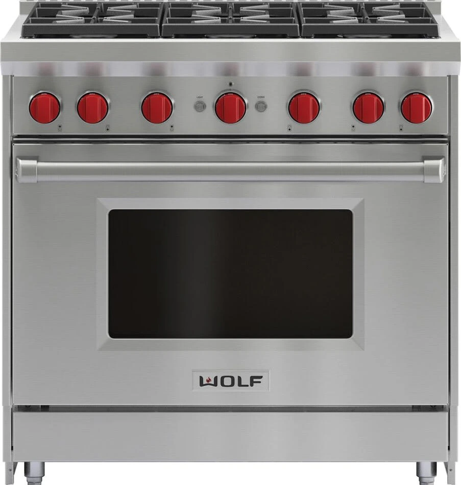 Front view of the Wolf GR366 range